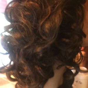 Black honey blonde curly bob wig
